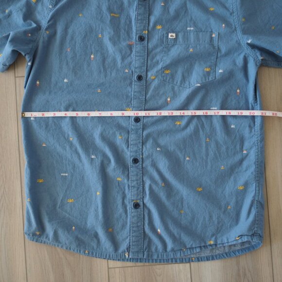Quiksilver Men's Spaced Out Retro Light Blue Patterned Shirt Sz Regular Fit M - Picture 11 of 14